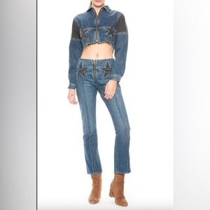 Jean Atelier Annabelle Star Crop Flare Denim Jeans in Stellar